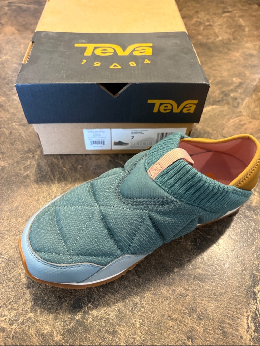 Teva Women’s Quilted Slip-On Shoe in Teal and Tan